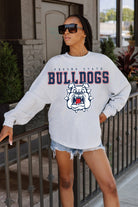 FRESNO STATE BULLDOGS BIG GOALS DROP SHOULDER LONG SLEEVE TEE WITH RIBBED NECKLINE AND CUFFS