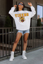 GRAMBLING STATE TIGERS BIG GOALS DROP SHOULDER LONG SLEEVE TEE WITH RIBBED NECKLINE AND CUFFS