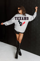 HOUSTON TEXANS BIG GOALS RELAXED FIT HEATHERED LONG SLEEVE FRENCH TERRY PULLOVER