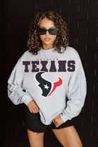 HOUSTON TEXANS BIG GOALS RELAXED FIT HEATHERED LONG SLEEVE FRENCH TERRY PULLOVER