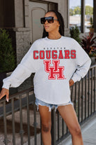 HOUSTON COUGARS BIG GOALS DROP SHOULDER LONG SLEEVE TEE WITH RIBBED NECKLINE AND CUFFS