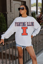 ILLINOIS FIGHTING ILLINI BIG GOALS DROP SHOULDER LONG SLEEVE TEE WITH RIBBED NECKLINE AND CUFFS