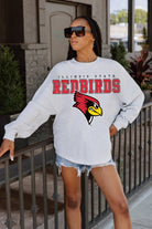 ILLINOIS STATE REDBIRDS BIG GOALS DROP SHOULDER LONG SLEEVE TEE WITH RIBBED NECKLINE AND CUFFS