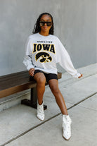 IOWA HAWKEYES FIGHTING SPIRIT DROP SHOULDER LONG SLEEVE TEE WITH RIBBED NECKLINE AND CUFFS