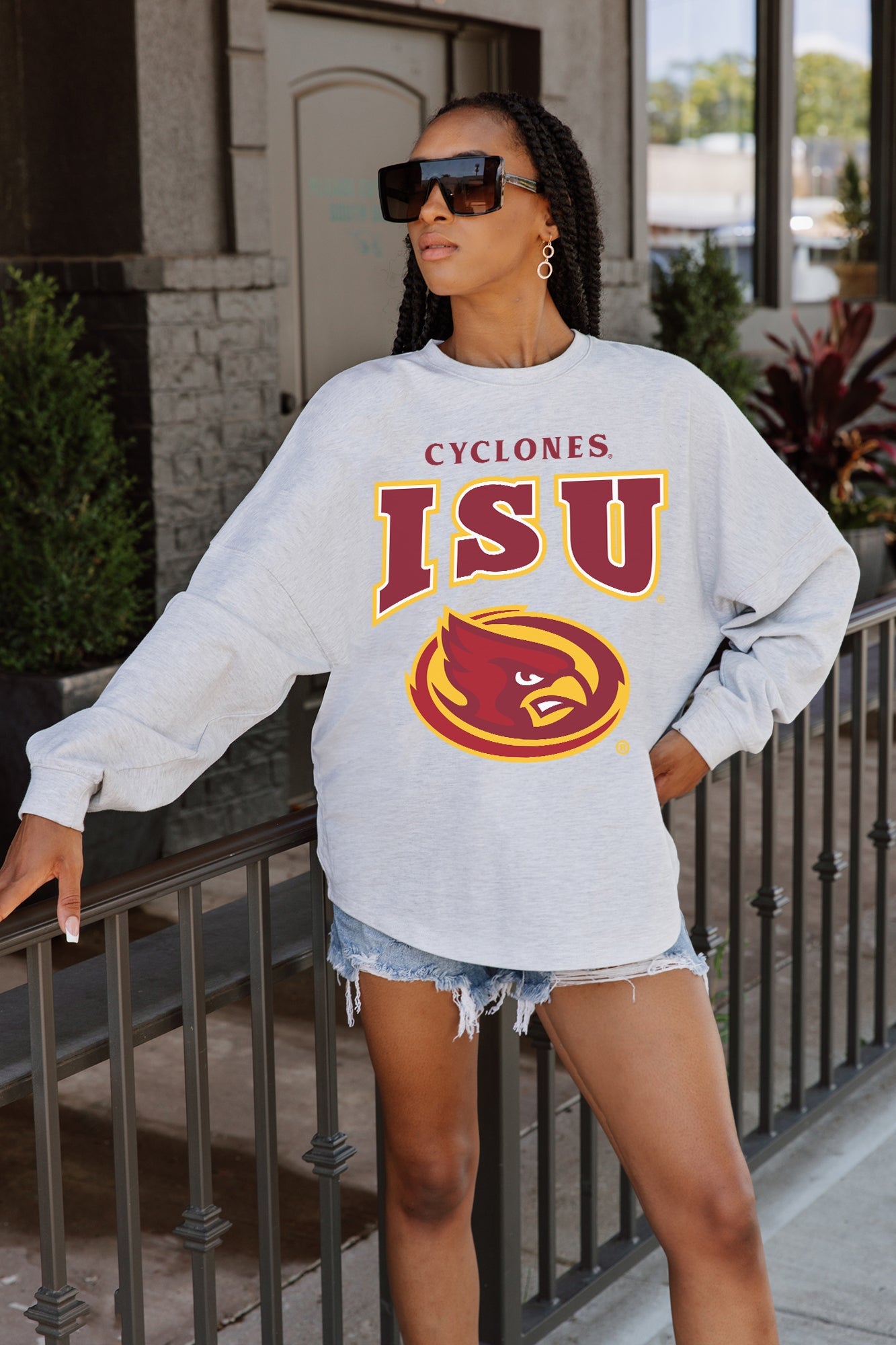 IOWA STATE CYCLONES FIGHTING SPIRIT DROP SHOULDER LONG SLEEVE TEE WITH RIBBED NECKLINE AND CUFFS