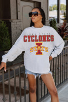 IOWA STATE CYCLONES BIG GOALS DROP SHOULDER LONG SLEEVE TEE WITH RIBBED NECKLINE AND CUFFS