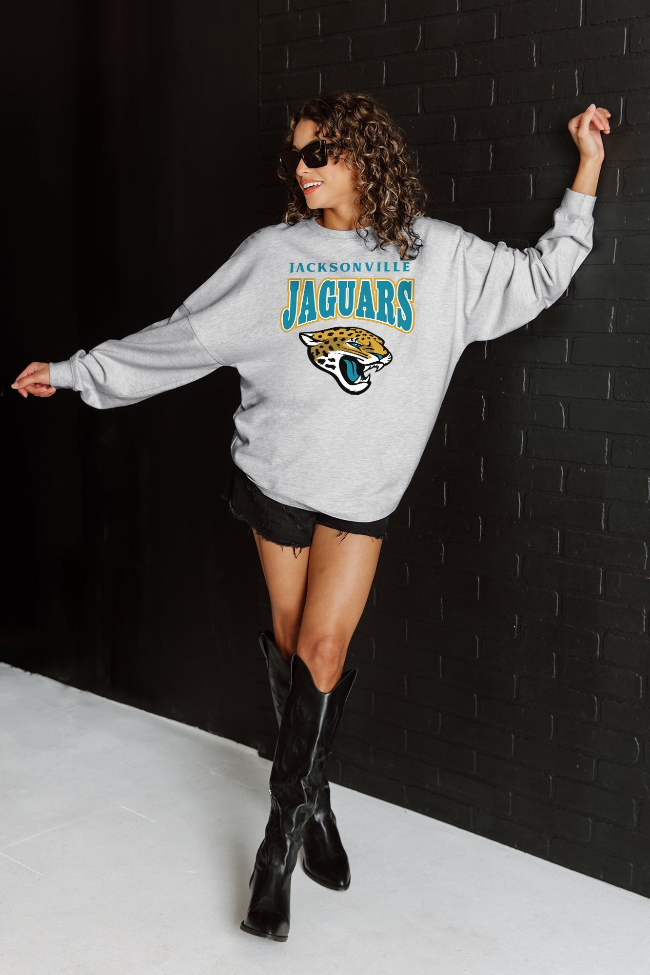 JACKSONVILLE JAGUARS FIGHTING SPIRIT RELAXED FIT HEATHERED LONG SLEEVE FRENCH TERRY PULLOVER