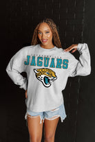 JACKSONVILLE JAGUARS BIG GOALS RELAXED FIT HEATHERED LONG SLEEVE FRENCH TERRY PULLOVER