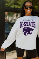 KANSAS STATE WILDCATS FIGHTING SPIRIT DROP SHOULDER LONG SLEEVE TEE WITH RIBBED NECKLINE AND CUFFS