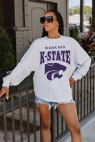 KANSAS STATE WILDCATS FIGHTING SPIRIT DROP SHOULDER LONG SLEEVE TEE WITH RIBBED NECKLINE AND CUFFS