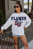 LIBERTY FLAMES BIG GOALS DROP SHOULDER LONG SLEEVE TEE WITH RIBBED NECKLINE AND CUFFS