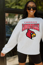 LOUISVILLE CARDINALS FIGHTING SPIRIT DROP SHOULDER LONG SLEEVE TEE WITH RIBBED NECKLINE AND CUFFS