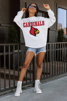 LOUISVILLE CARDINALS BIG GOALS DROP SHOULDER LONG SLEEVE TEE WITH RIBBED NECKLINE AND CUFFS