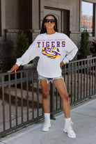 LSU TIGERS BIG GOALS DROP SHOULDER LONG SLEEVE TEE WITH RIBBED NECKLINE AND CUFFS