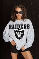 LAS VEGAS RAIDERS BIG GOALS RELAXED FIT HEATHERED LONG SLEEVE FRENCH TERRY PULLOVER