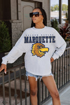 MARQUETTE GOLDEN EAGLES BIG GOALS DROP SHOULDER LONG SLEEVE TEE WITH RIBBED NECKLINE AND CUFFS