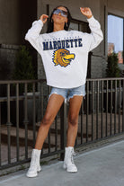 MARQUETTE GOLDEN EAGLES BIG GOALS DROP SHOULDER LONG SLEEVE TEE WITH RIBBED NECKLINE AND CUFFS