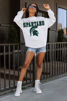 MICHIGAN STATE SPARTANS BIG GOALS DROP SHOULDER LONG SLEEVE TEE WITH RIBBED NECKLINE AND CUFFS