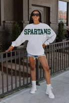 MICHIGAN STATE SPARTANS READY TO RALLY RELAXED FIT HEATHERED LONG SLEEVE FRENCH TERRY PULLOVER