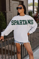 MICHIGAN STATE SPARTANS READY TO RALLY RELAXED FIT HEATHERED LONG SLEEVE FRENCH TERRY PULLOVER