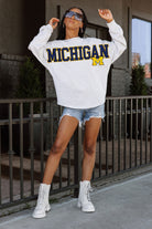 MICHIGAN WOLVERINES READY TO RALLY RELAXED FIT HEATHERED LONG SLEEVE FRENCH TERRY PULLOVER