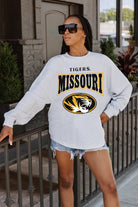 MISSOURI TIGERS FIGHTING SPIRIT DROP SHOULDER LONG SLEEVE TEE WITH RIBBED NECKLINE AND CUFFS