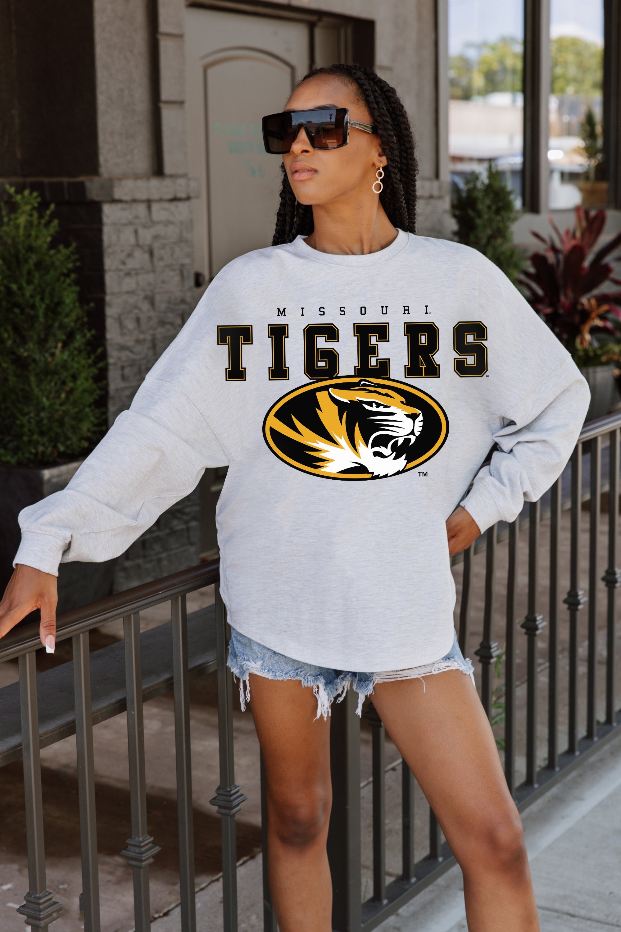 MISSOURI TIGERS BIG GOALS DROP SHOULDER LONG SLEEVE TEE WITH RIBBED NECKLINE AND CUFFS