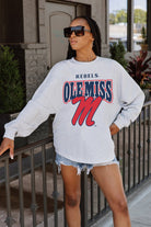 OLE MISS REBELS FIGHTING SPIRIT DROP SHOULDER LONG SLEEVE TEE WITH RIBBED NECKLINE AND CUFFS