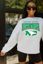 NORTH DAKOTA FIGHTING HAWKS FIGHTING SPIRIT DROP SHOULDER LONG SLEEVE TEE WITH RIBBED NECKLINE AND CUFFS