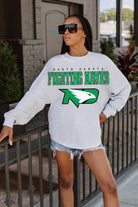 NORTH DAKOTA FIGHTING HAWKS BIG GOALS DROP SHOULDER LONG SLEEVE TEE WITH RIBBED NECKLINE AND CUFFS