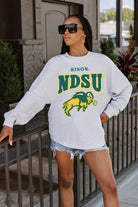 NORTH DAKOTA STATE BISON FIGHTING SPIRIT DROP SHOULDER LONG SLEEVE TEE WITH RIBBED NECKLINE AND CUFFS