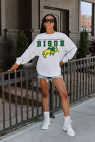 NORTH DAKOTA STATE BISON BIG GOALS DROP SHOULDER LONG SLEEVE TEE WITH RIBBED NECKLINE AND CUFFS