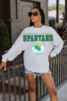 NORFOLK STATE SPARTANS BIG GOALS DROP SHOULDER LONG SLEEVE TEE WITH RIBBED NECKLINE AND CUFFS