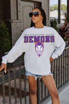 NORTHWESTERN STATE DEMONS BIG GOALS DROP SHOULDER LONG SLEEVE TEE WITH RIBBED NECKLINE AND CUFFS