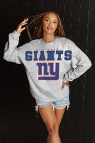 NEW YORK GIANTS BIG GOALS RELAXED FIT HEATHERED LONG SLEEVE FRENCH TERRY PULLOVER