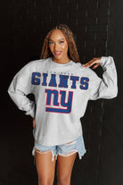 NEW YORK GIANTS BIG GOALS RELAXED FIT HEATHERED LONG SLEEVE FRENCH TERRY PULLOVER