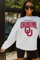 OKLAHOMA SOONERS FIGHTING SPIRIT DROP SHOULDER LONG SLEEVE TEE WITH RIBBED NECKLINE AND CUFFS