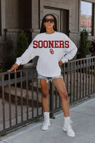 OKLAHOMA SOONERS READY TO RALLY RELAXED FIT HEATHERED LONG SLEEVE FRENCH TERRY PULLOVER