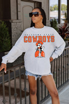 OKLAHOMA STATE COWBOYS BIG GOALS DROP SHOULDER LONG SLEEVE TEE WITH RIBBED NECKLINE AND CUFFS