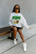 OREGON DUCKS FIGHTING SPIRIT DROP SHOULDER LONG SLEEVE TEE WITH RIBBED NECKLINE AND CUFFS