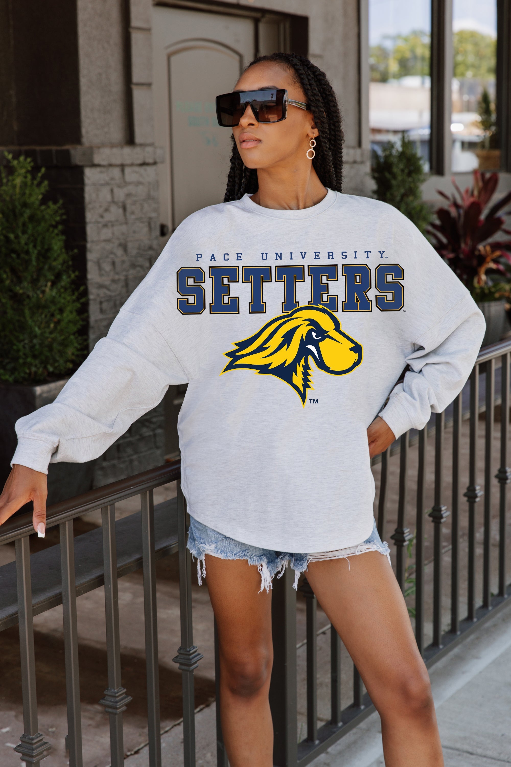 PACE SETTERS BIG GOALS DROP SHOULDER LONG SLEEVE TEE WITH RIBBED NECKLINE AND CUFFS