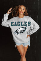 PHILADELPHIA EAGLES BIG GOALS RELAXED FIT HEATHERED LONG SLEEVE FRENCH TERRY PULLOVER