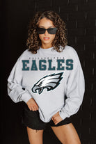 PHILADELPHIA EAGLES BIG GOALS RELAXED FIT HEATHERED LONG SLEEVE FRENCH TERRY PULLOVER