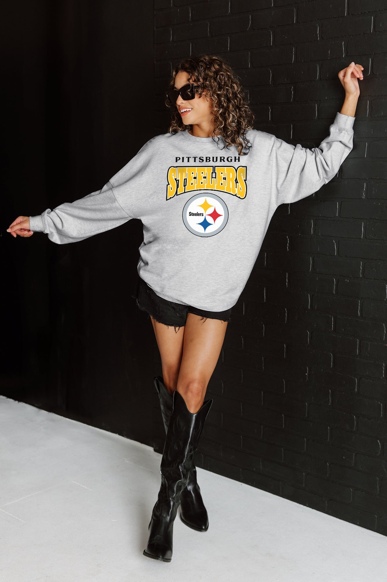 PITTSBURGH STEELERS FIGHTING SPIRIT RELAXED FIT HEATHERED LONG SLEEVE FRENCH TERRY PULLOVER