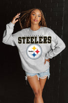 PITTSBURGH STEELERS BIG GOALS RELAXED FIT HEATHERED LONG SLEEVE FRENCH TERRY PULLOVER