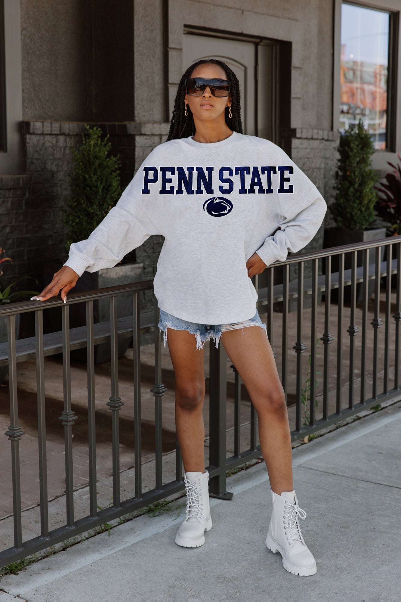 PENN STATE NITTANY LIONS READY TO RALLY RELAXED FIT HEATHERED LONG SLEEVE FRENCH TERRY PULLOVER