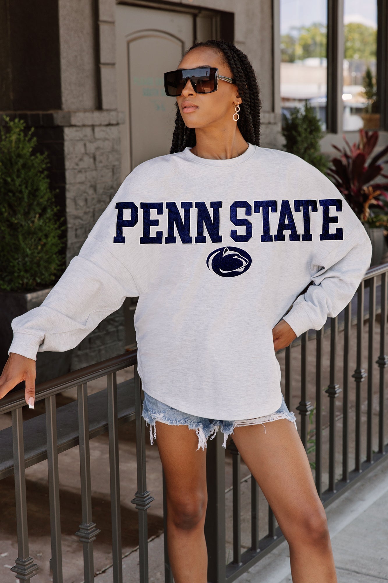 PENN STATE NITTANY LIONS READY TO RALLY RELAXED FIT HEATHERED LONG SLEEVE FRENCH TERRY PULLOVER