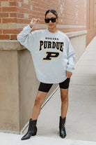 PURDUE BOILERMAKERS FIGHTING SPIRIT DROP SHOULDER LONG SLEEVE TEE WITH RIBBED NECKLINE AND CUFFS