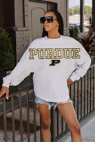 PURDUE BOILERMAKERS READY TO RALLY RELAXED FIT HEATHERED LONG SLEEVE FRENCH TERRY PULLOVER