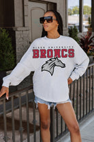 RIDER BRONCOS BIG GOALS DROP SHOULDER LONG SLEEVE TEE WITH RIBBED NECKLINE AND CUFFS